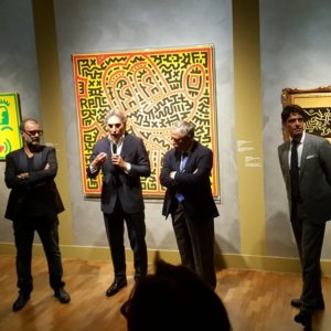 Presentazione della mostra Mille luci di New York a Palazzo Zevallos: da sinistra, Luca Beatrice, Michele Coppola, Nino Daniele e Antonio Denunzio