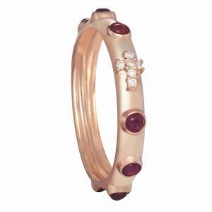 anello Rosario in oro rosa con rubino e diamanti