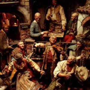 Scene di convivialità del presepe