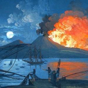 Eruzione del Vesuvio in un’antica couaches