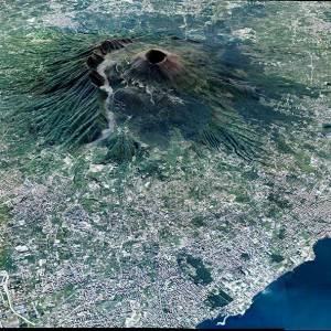 Una straordinaria immagine del Vesuvio vista dallo spazio