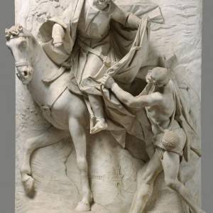 San Martino e il povero, scultura del Bernini