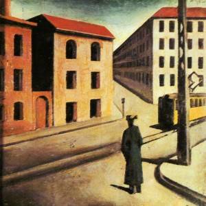 Uno dei dipinti di Sironi in mostra a Villa Fiorentino