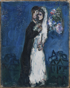 Chagall Fidanzati su sfondo blu