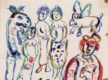 Marc Chagall Il clown, 1967 Gouache su carta